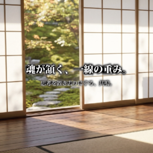 障子から柔らかな光が差し込む和室。畳と板張りの床に落ちる光の影が、鑑定後の深い静寂と共鳴を物語るスクエア写真。